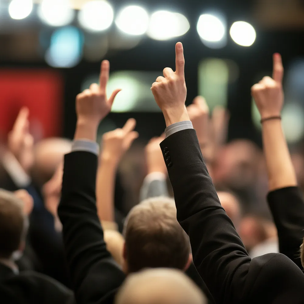 Biete heben bei einer Auktion die Hand